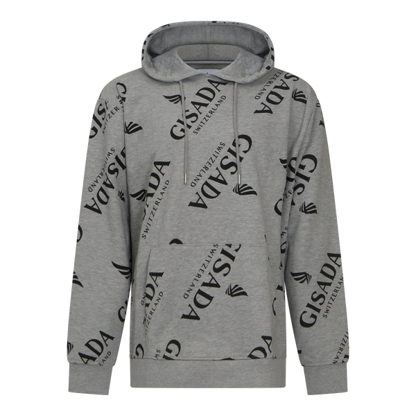 gisada Regular Fit Hoodie in Midweight Cotton with Logo Allover