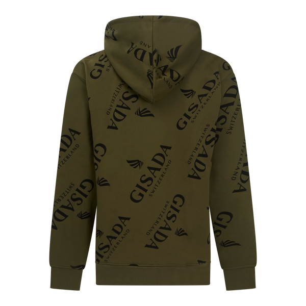 Gisada Regular Fit Hoodie In Midweight Cotton With Logo Allover