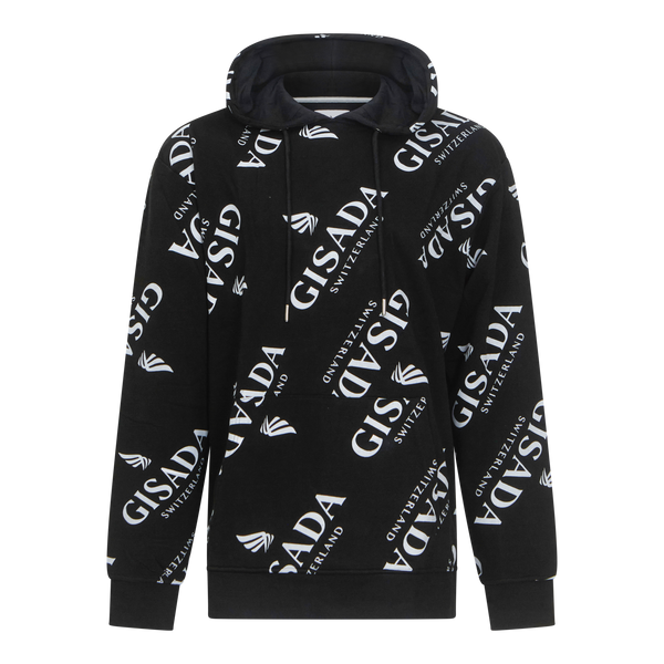 gisada Regular Fit Hoodie in Midweight Cotton with Logo Allover