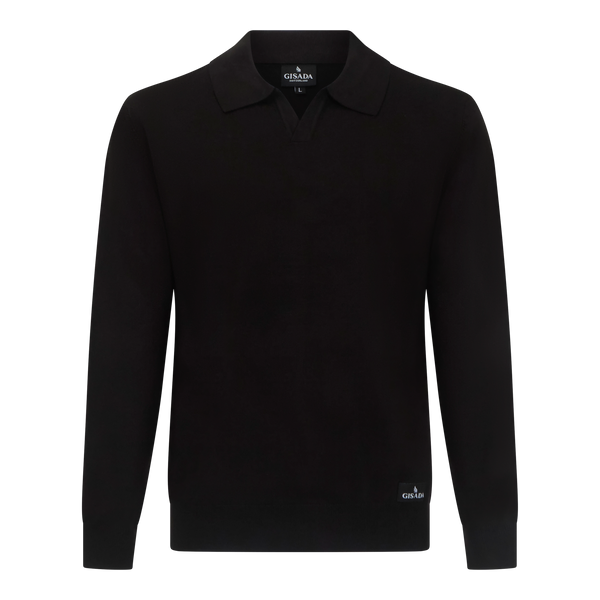 gisada Regular Fit Knit Polo Shirt with Johnny Collar