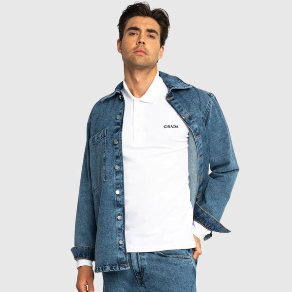 Gisada Regular Fit Long Sleeves Polo In Luxe Interlock Piquet With Embroidery Gisada Logo