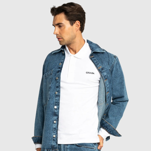 Gisada Regular Fit Long Sleeves Polo In Luxe Interlock Piquet With Embroidery Gisada Logo