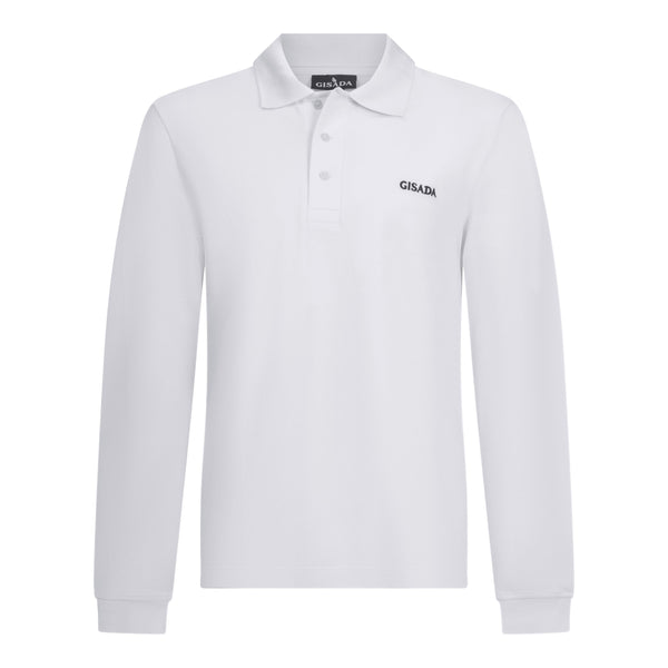 gisada Regular Fit Long Sleeves Polo in Luxe Interlock Piquet with Embroidery Gisada Logo