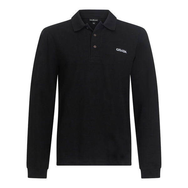 gisada Regular Fit Long Sleeves Polo in Luxe Interlock Piquet with Embroidery Gisada Logo