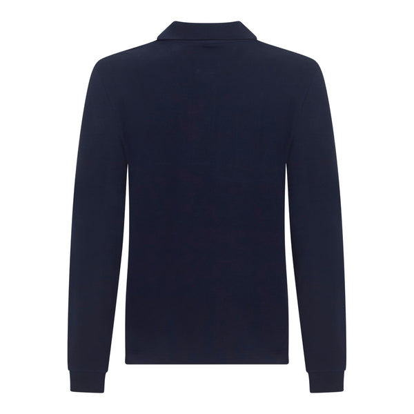 Gisada Regular Fit Long Sleeves Polo In Premium Cotton With Rubber Logo