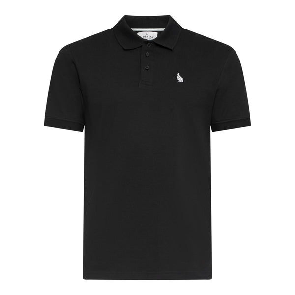 gisada Regular Fit Polo in Cotton Piquet with 3D Embroidered Wing