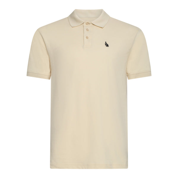 gisada Regular Fit Polo in Cotton Piquet with 3D Embroidered Wing