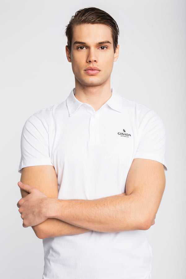 Gisada Regular Fit Polo In Jersey Cotton With 3D Logo Silicon Print