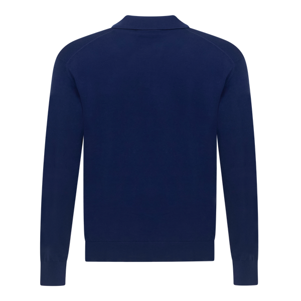 Gisada Regular Fit Premium Cotton Long Sleeve Knit Polo With Patch Label