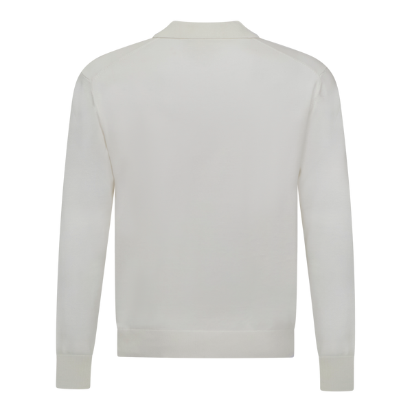 Gisada Regular Fit Premium Cotton Long Sleeve Knit Polo With Patch Label