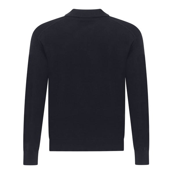 Gisada Regular Fit Premium Cotton Long Sleeve Knit Polo With Patch Label