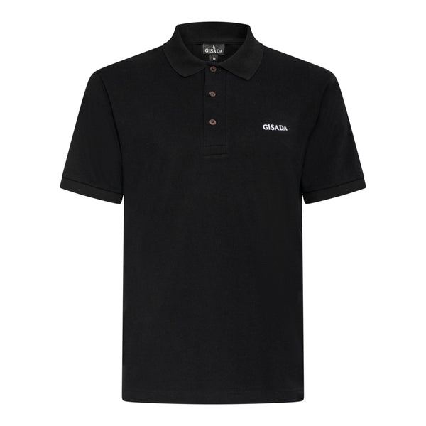 gisada Regular Fit Short Sleeves Polo in Luxe Interlock Piquet with Embroidery Gisada Logo