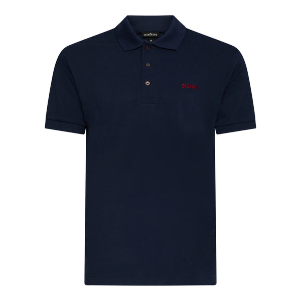 gisada Regular Fit Short Sleeves Polo in Luxe Interlock Piquet with Embroidery Gisada Logo