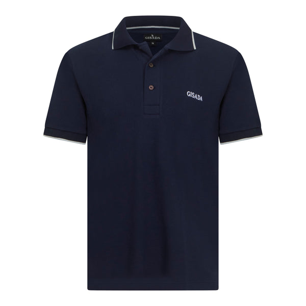 gisada Regular Fit Short Sleeves Polo in Premium Cotton with Contrast
