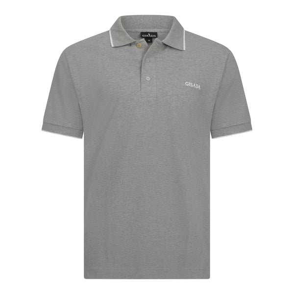 gisada Regular Fit Short Sleeves Polo in Premium Cotton with Contrast