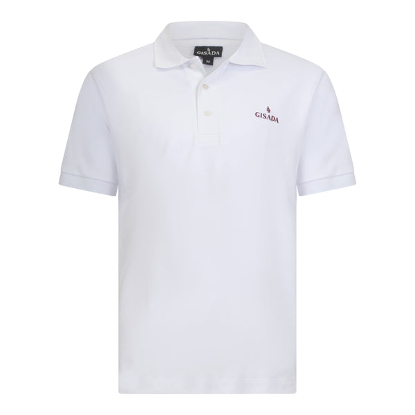gisada Regular Fit Short Sleeves Polo in Premium Cotton with Rubber Logo
