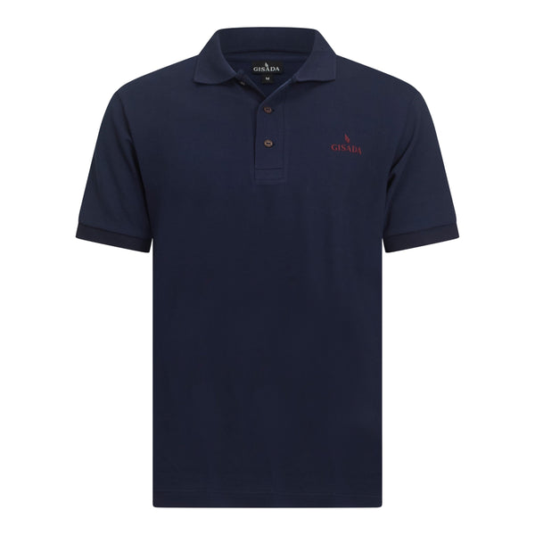 gisada Regular Fit Short Sleeves Polo in Premium Cotton with Rubber Logo