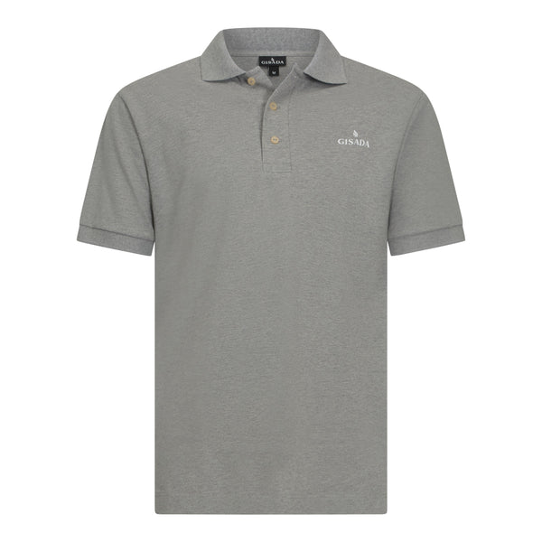 gisada Regular Fit Short Sleeves Polo in Premium Cotton with Rubber Logo