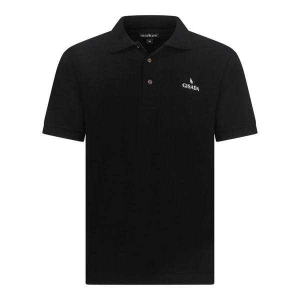 gisada Regular Fit Short Sleeves Polo in Premium Cotton with Rubber Logo