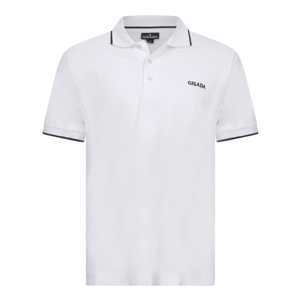 gisada Regular Fit Short Sleeves Polo in Premium Cotton with Contrast