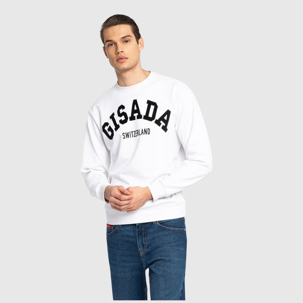 Gisada Regular Fit Sweatshirt In Midweight Cotton With Flock Print