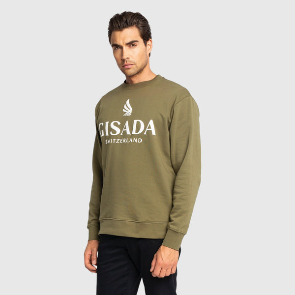 Gisada Regular Fit Sweatshirt In Midweight Cotton With Logo Puff Print