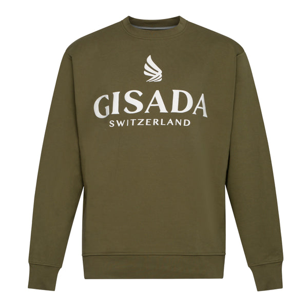 gisada Regular Fit Sweatshirt in Midweight Cotton with Logo Puff Print