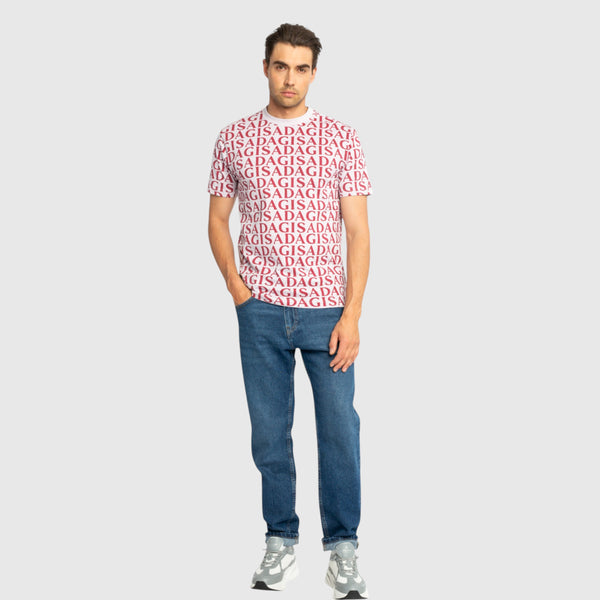 Gisada Regular Fit T-Shirt In Jersey Cotton Allover Print