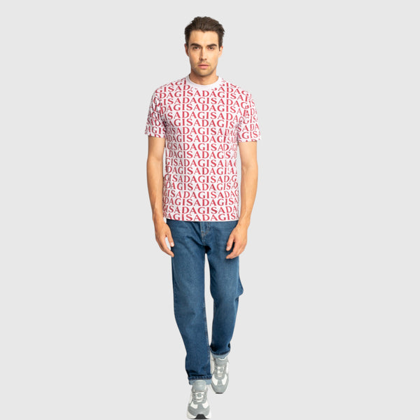 Gisada Regular Fit T-Shirt In Jersey Cotton Allover Print
