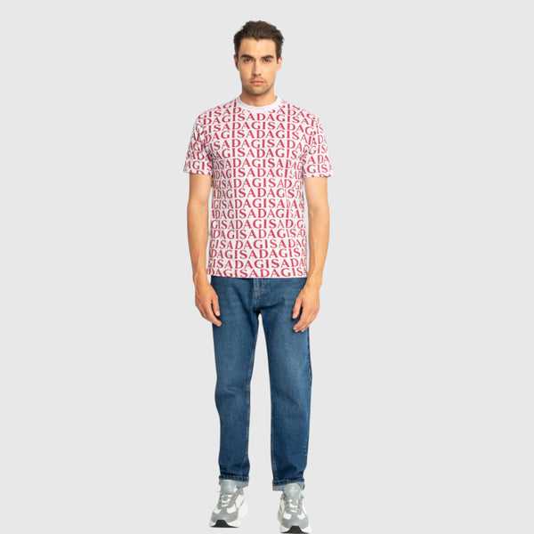 Gisada Regular Fit T-Shirt In Jersey Cotton Allover Print