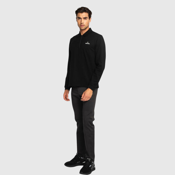 Gisada Regular Fit Zip-Up Polo In Luxe Interlock Piquet With Rubber Gisada Logo