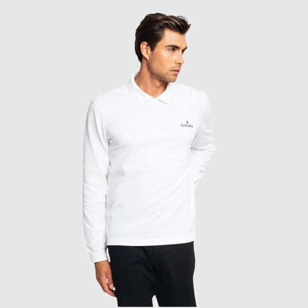 Gisada Regular Fit Zip-Up Polo In Luxe Interlock Piquet With Rubber Gisada Logo