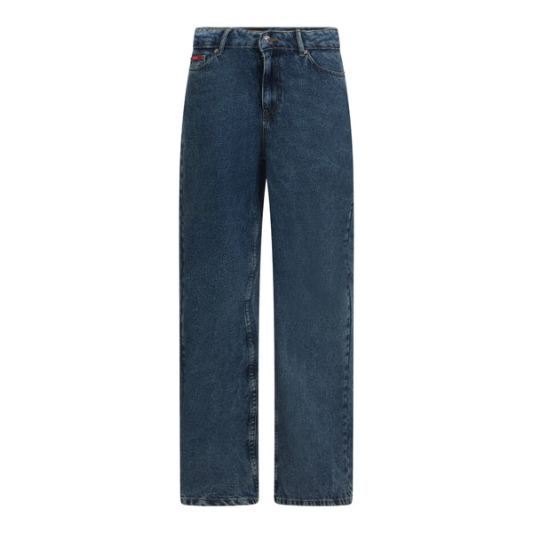 gisada Wide Leg Denim Jeans with Inside Bottom Label