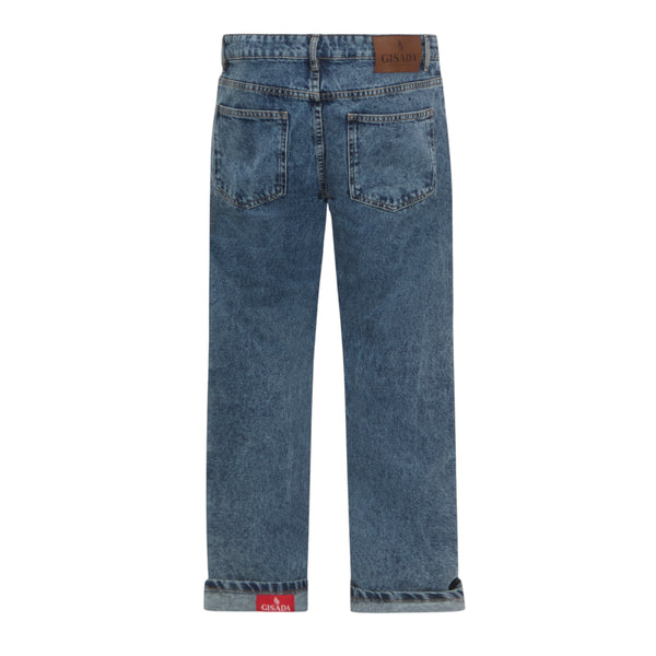 Gisada Wide Leg Denim Jeans With Inside Bottom Label