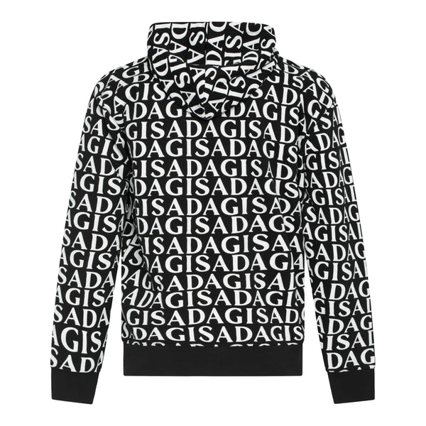 Gisada Zip-Up Hoodie In Midweight Cotton With Allover Print