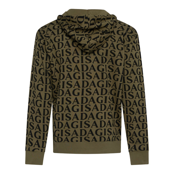 Gisada Zip-Up Hoodie In Midweight Cotton With Allover Print
