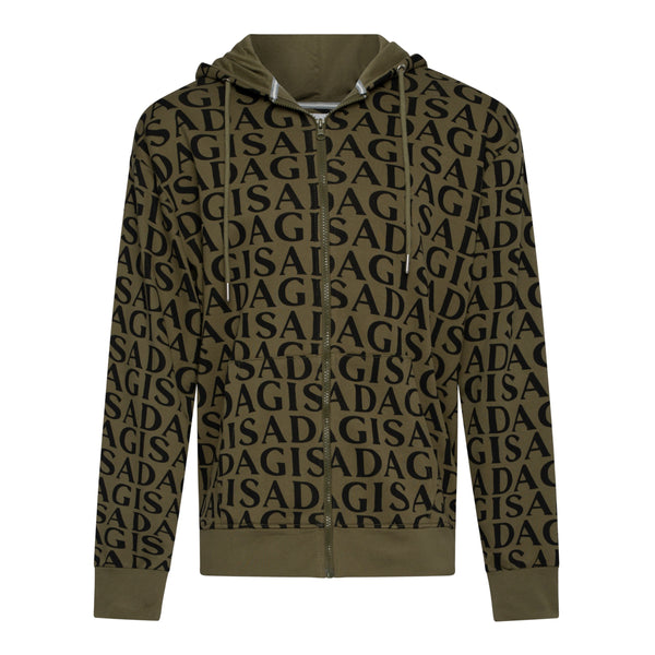 gisada Zip-Up Hoodie in Midweight Cotton with Allover Print