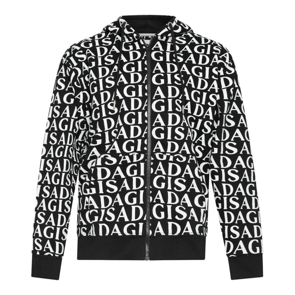 gisada Zip-Up Hoodie in Midweight Cotton with Allover Print