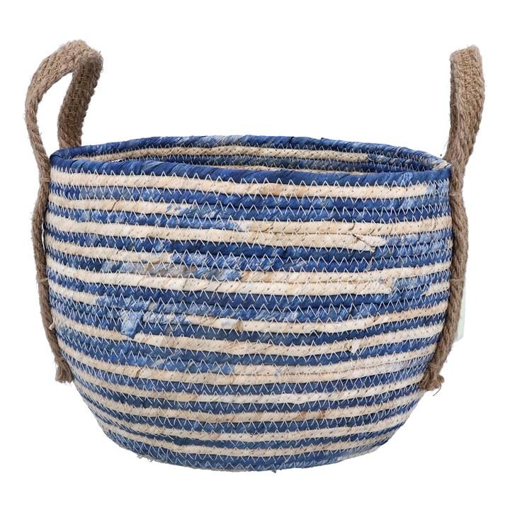 gisela graham Basket - Medium Blue Round with Handles