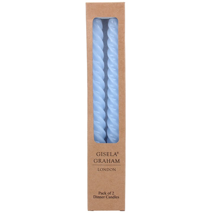 gisela graham Box of 2 Taper Candles - Pastel Blue Twist