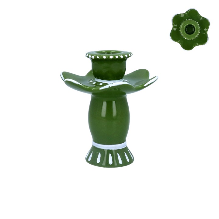 gisela graham Ceramic Candle Holder - Dark Green Fiesta