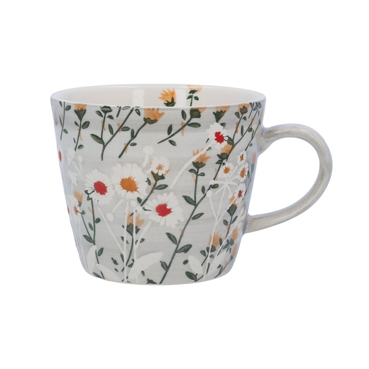 gisela graham Ceramic Mug 12.5cm - Light Grey Wild Daisy