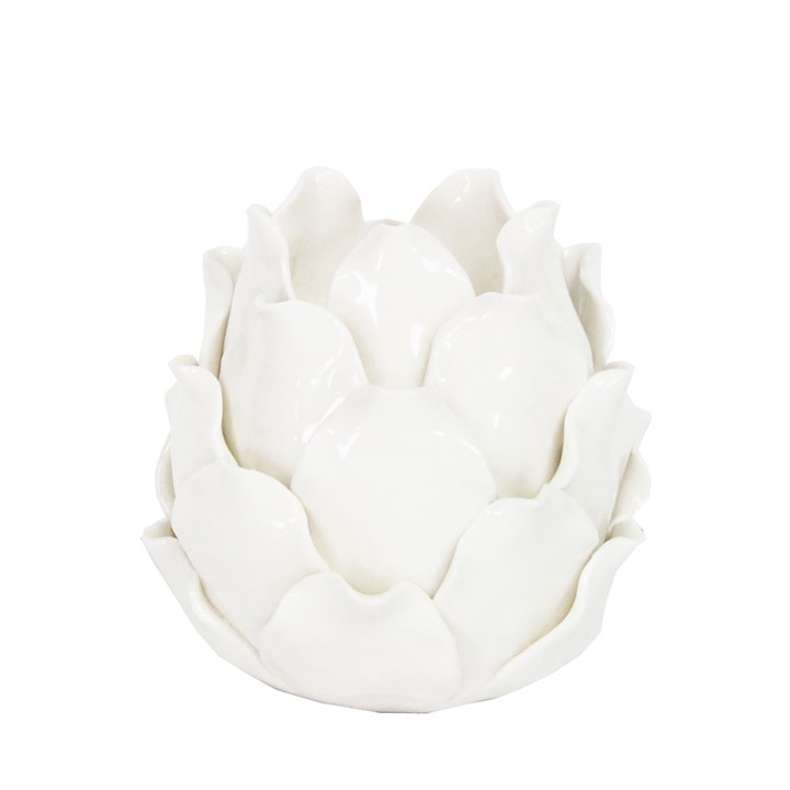 gisela graham Ceramic T-Lite Holder - White Artichoke