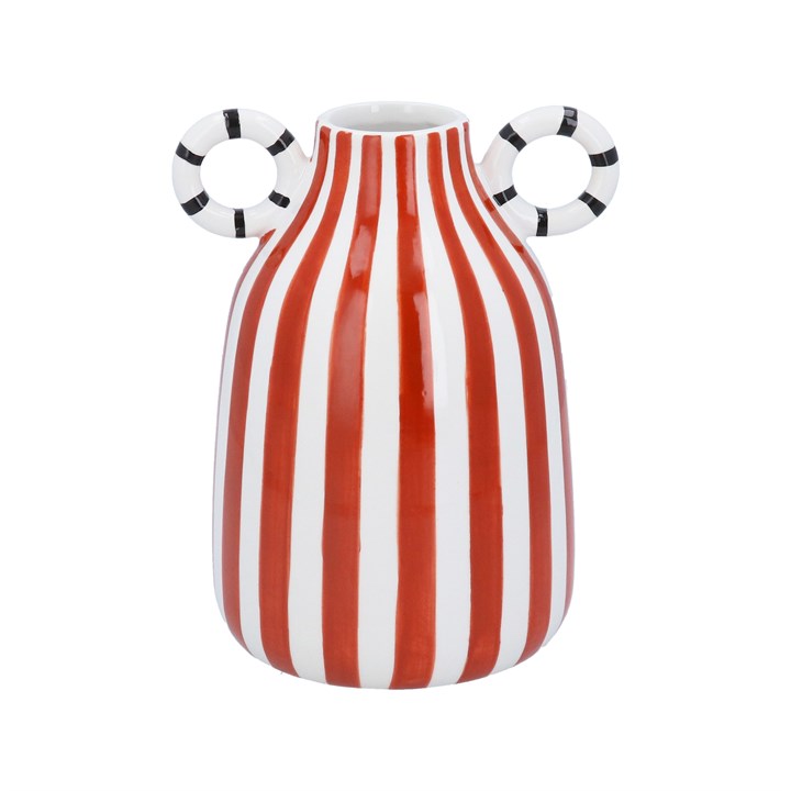 gisela graham Ceramic Vase - Decorative Dark Red Stripe Modernist