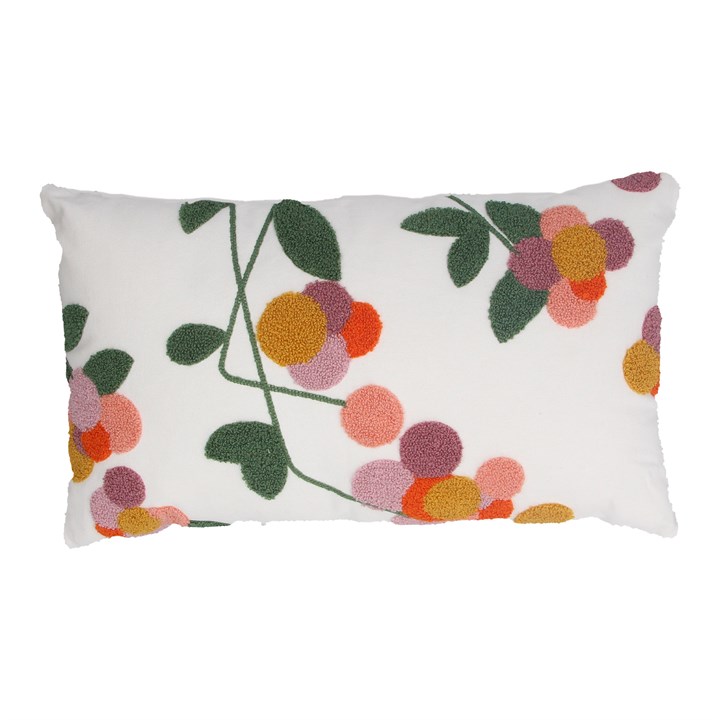 gisela graham Cushion - Rectangle Pom Pom Branch Tufted with Pad