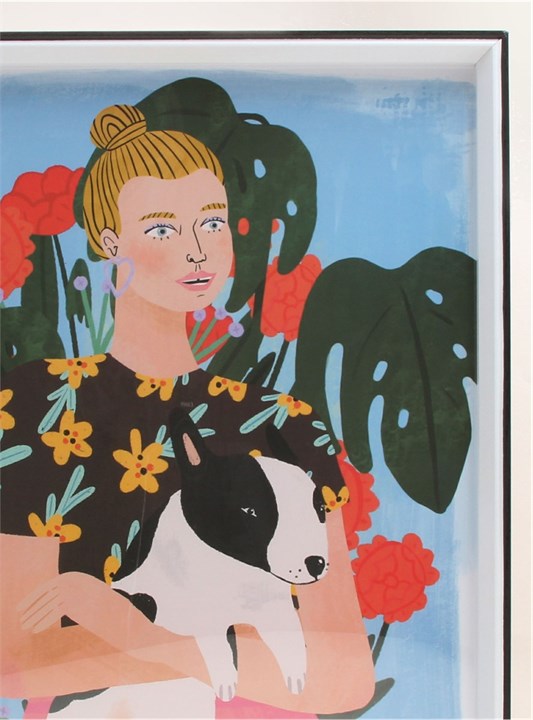 Gisela Graham Framed Print Large - Block Print Girl/Dog