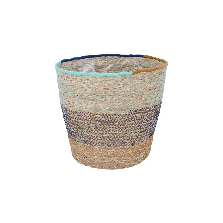 gisela graham Basket - Large Blue & Natural Woven