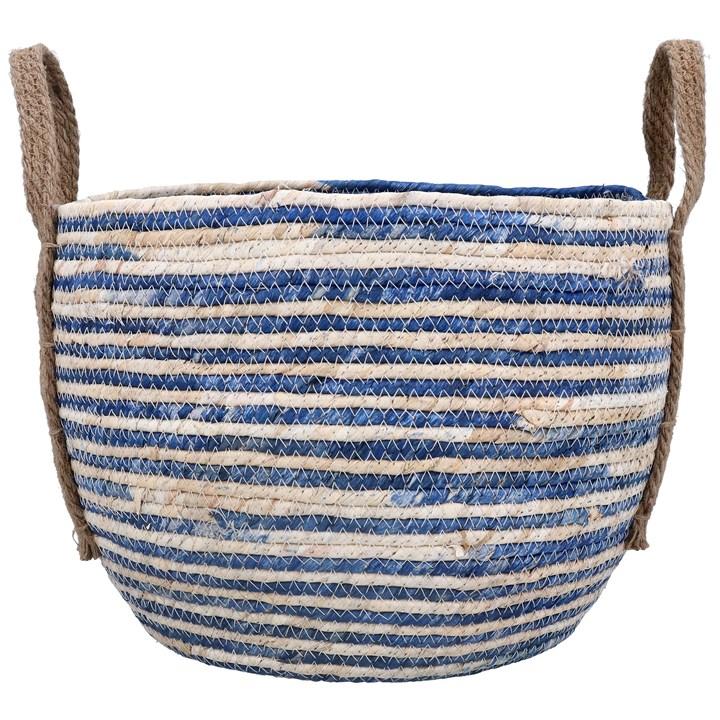 gisela graham Basket - Large Blue Round with Handles