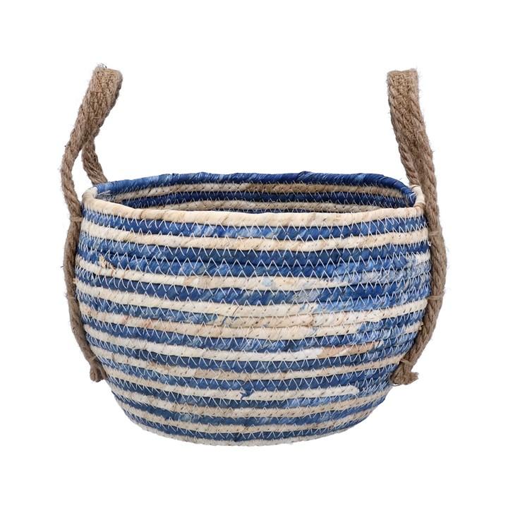gisela graham Basket - Small Blue Round with Handles