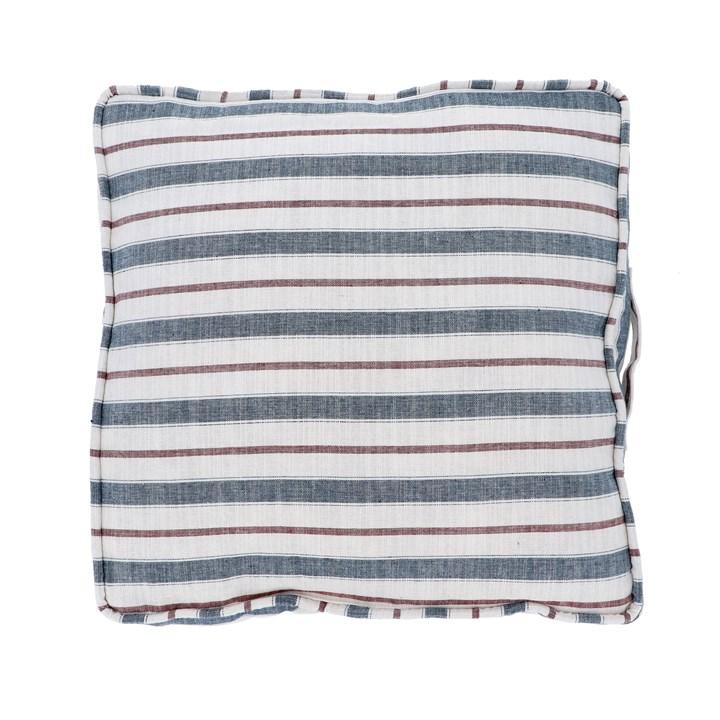 gisela graham Box Cushion - Navy & Red Striped